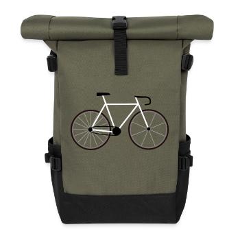Rennrad Bike weiß white - Rolltop Rucksack - Olive/Schwarz - Vorne