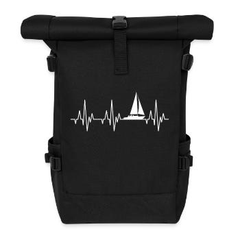 Herzschlag EKG Segeln Segelboot Segelschiff - Rolltop Rucksack - Schwarz - Vorne