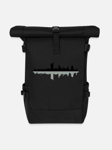 Skyline Leipzig Schatten - Rolltop Rucksack - Schwarz