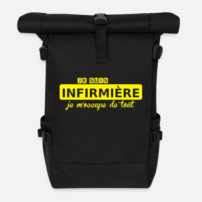 je suis infirmière - Roll Top Backpack - black