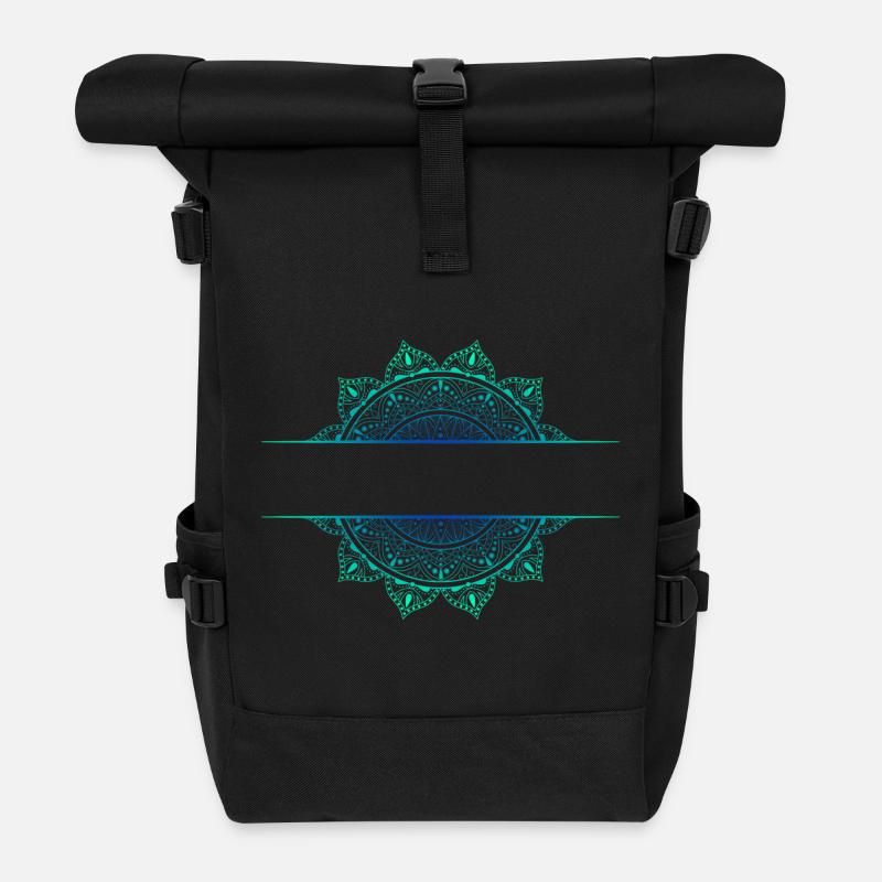 Mandala Cyan Green - Rolltop Rucksack - Schwarz