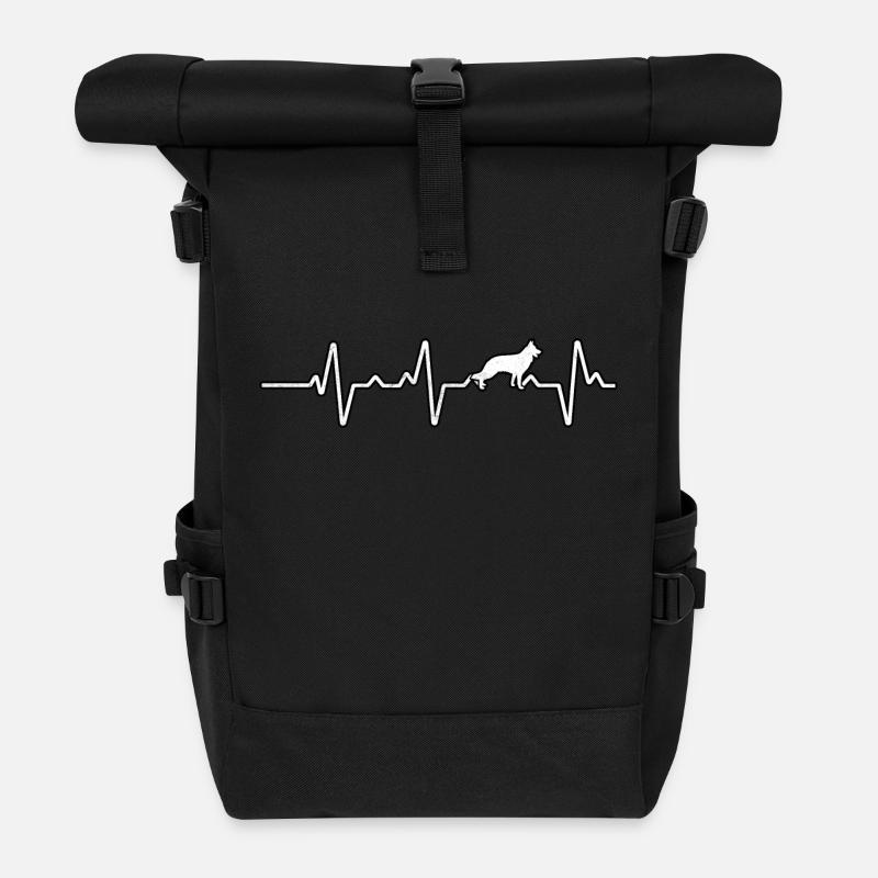 Herzschlag des Deutschen Schäferhundes - Rolltop Rucksack - Schwarz
