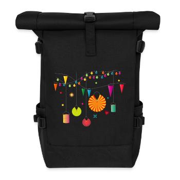 Summer party in your own garden with lanterns - Roll Top Backpack - black - Front