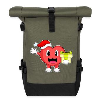 Forfait Noël Coeur - Sac à dos roll top - olive/noir - Devant