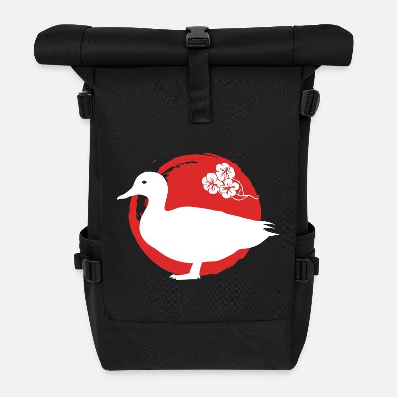 Ente Silhouette Japanisch - Rolltop Rucksack - Schwarz