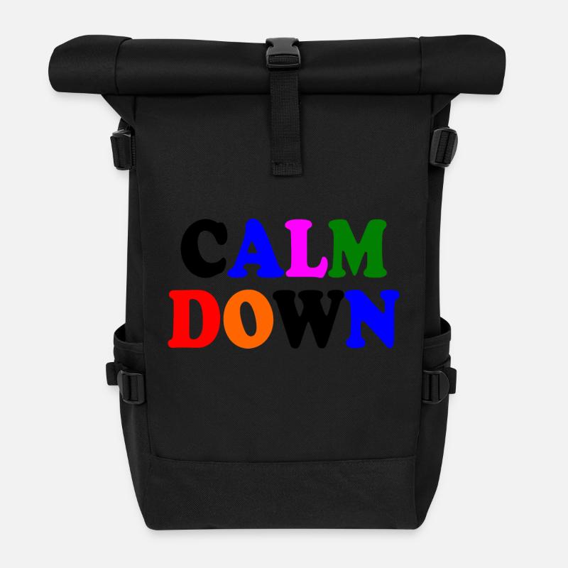Calm down - Roll Top Backpack - black