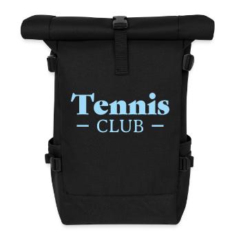 Tennis Club Pocket print - Blue - Roll Top Backpack - black - Front