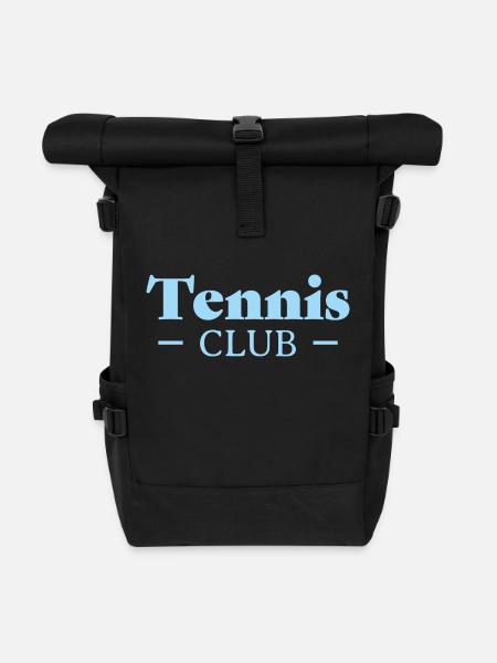 Tennis Club Pocket print - Blue - Rolltop Rucksack - Schwarz