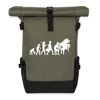 Evolution Klavier Instrument Tasten Spielen Musik - Rolltop Rucksack - Olive/Schwarz - Vorne