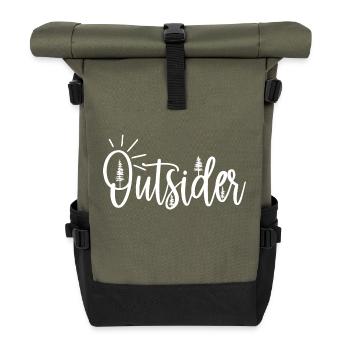 Außenseiter Natur Abenteuer Camping Wandern - Rolltop Rucksack - Olive/Schwarz - Vorne