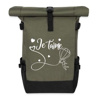 Ich liebe dich - Rolltop Rucksack - Olive/Schwarz - Vorne