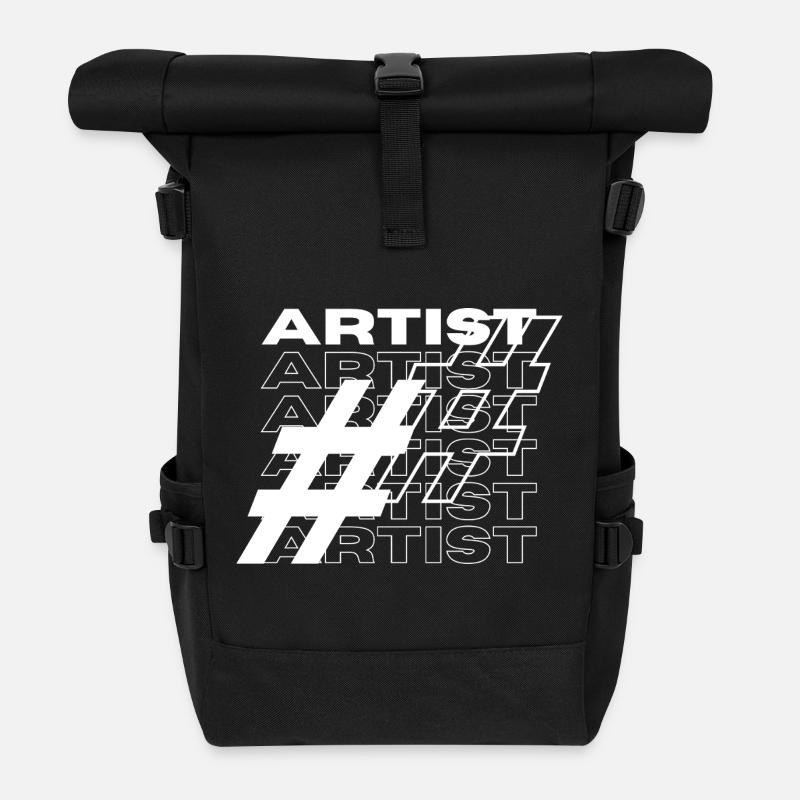 Artiste Hashtag Typographie - Sac à dos roll top - noir