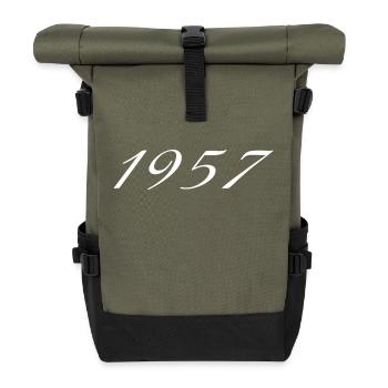 1957 Geburtstagsgeschenk, Original seit 1957 - Rolltop Rucksack - Olive/Schwarz - Vorne