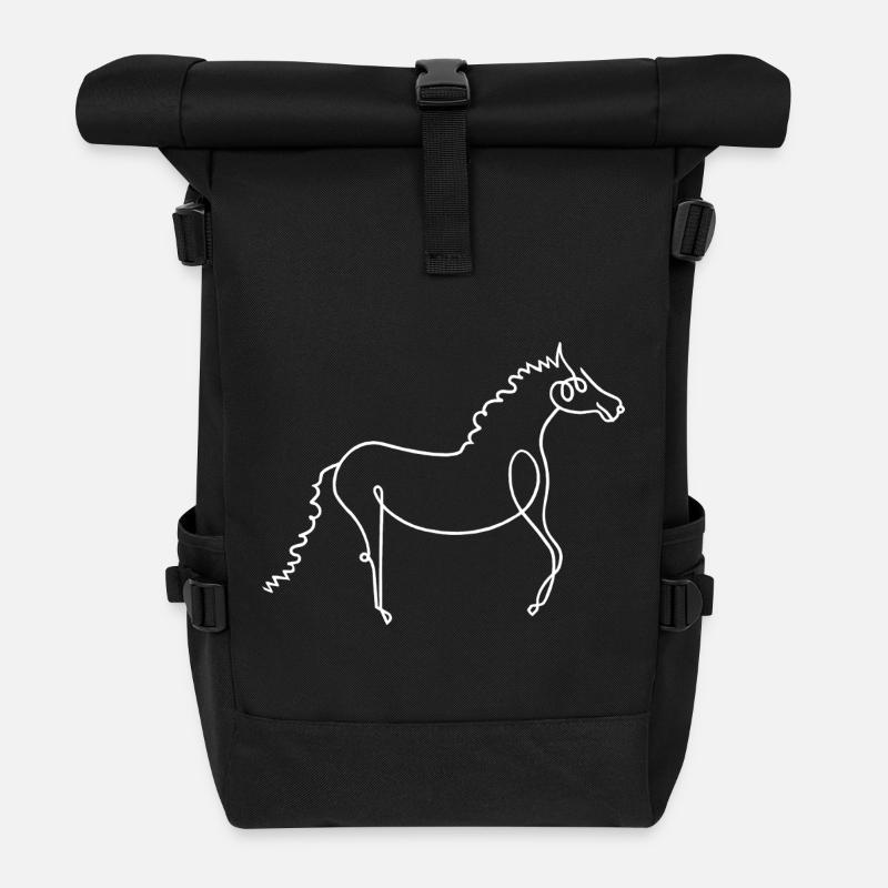 Pferd - Rolltop Rucksack - Schwarz