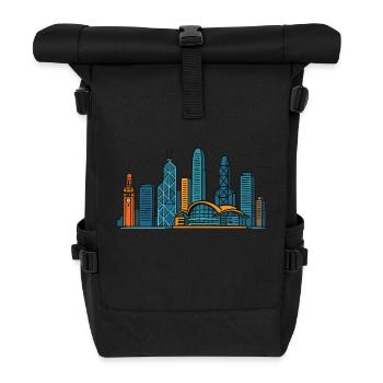 Hong Kong City Skyline - Roll Top Backpack - black - Front