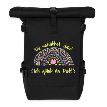 GLÜCKSBRINGER - Du schaffst das! Ich glaub an dich - Rolltop Rucksack - Schwarz - Vorne