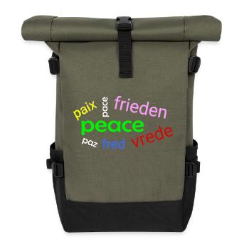 Peace word cloud - Roll Top Backpack - olive/black - Front