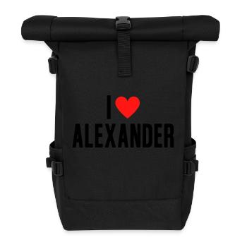 I Love Alexander Heart Graphic Name Gift - Roll Top Backpack - black - Front