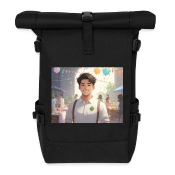 Porträt eines jungen Mannes auf einem Sommerfest - Rolltop Rucksack - Schwarz - Vorne