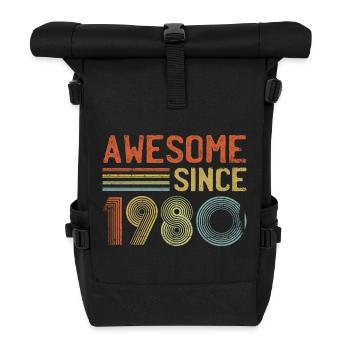 Rétro des années 1980 Typographie dégradée - Sac à dos roll top - noir - Devant
