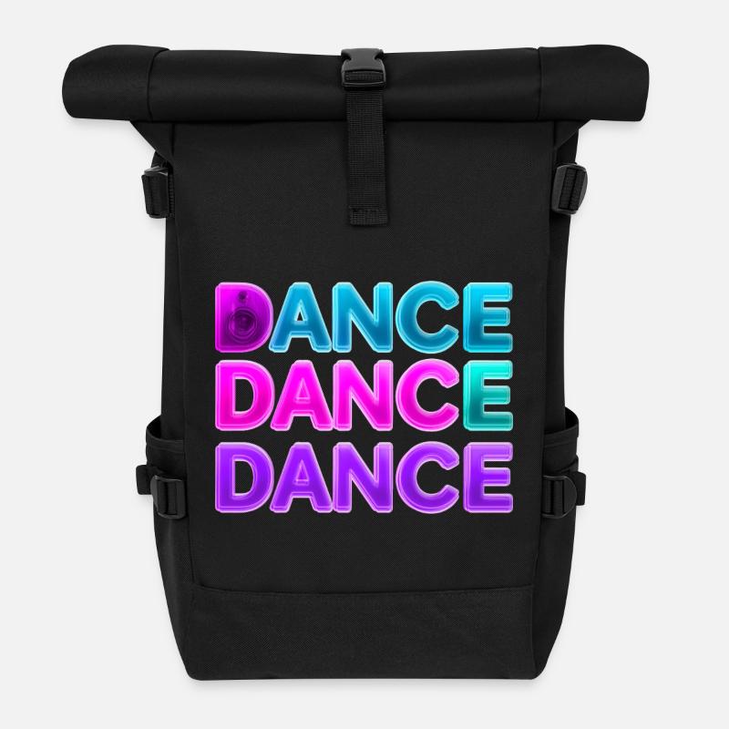 DANSE DANSE DANSE – Néon des années 80 avec haut-parleurs - Sac à dos roll top - noir