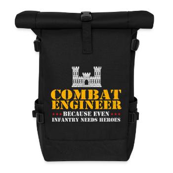Kampfingenieur, sogar Infanterie braucht Helden - Rolltop Rucksack - Schwarz - Vorne