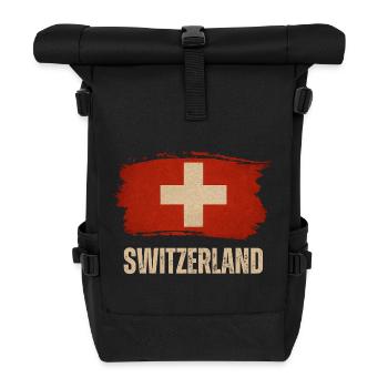 Grunge-Flagge der Schweiz, Schweizer Stolz - Rolltop Rucksack - Schwarz - Vorne