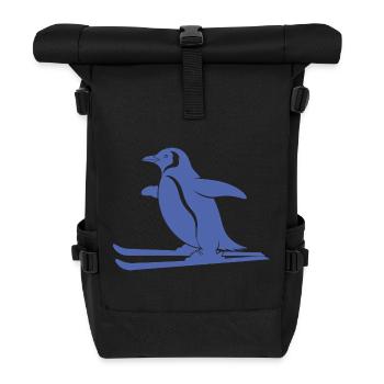 Minimalistischer Pinguin Skifahrer Winter Sport - Rolltop Rucksack - Schwarz - Vorne