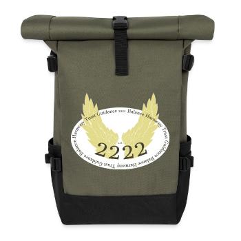 Angel wings with angel number 2222 - Roll Top Backpack - olive/black - Front