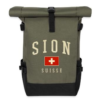Sion Suisse Emblem Vintage - Roll Top Backpack - olive/black - Front