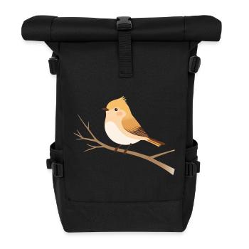 Kleiner Vogel auf Ast Naturillustration - Rolltop Rucksack - Schwarz - Vorne
