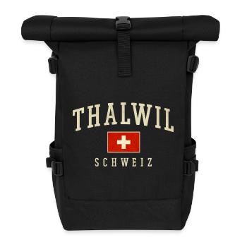 Thalwil Switzerland Flag Motif - Roll Top Backpack - black - Front