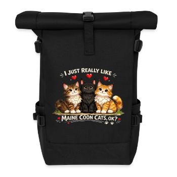 Maine Coon Cats Ok Lustiger Spruch Katzenmotiv - Rolltop Rucksack - Schwarz - Vorne