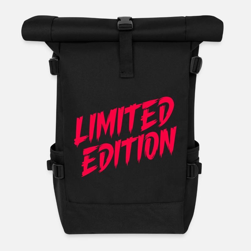 Limitierte Edition Neon Pinseltext - Rolltop Rucksack - Schwarz