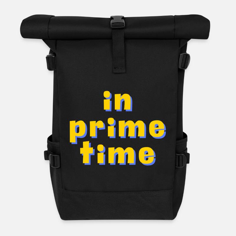 Typographie rétro 3D en prime time - Sac à dos roll top - noir