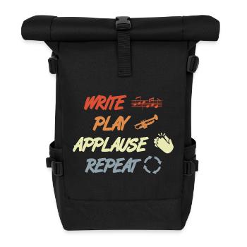 Write Play Applause Repeat - Rolltop Rucksack - Schwarz - Vorne