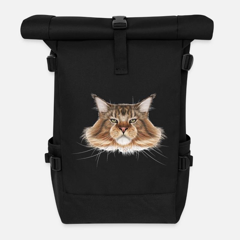 Chat Maine Coon - Sac à dos roll top - noir