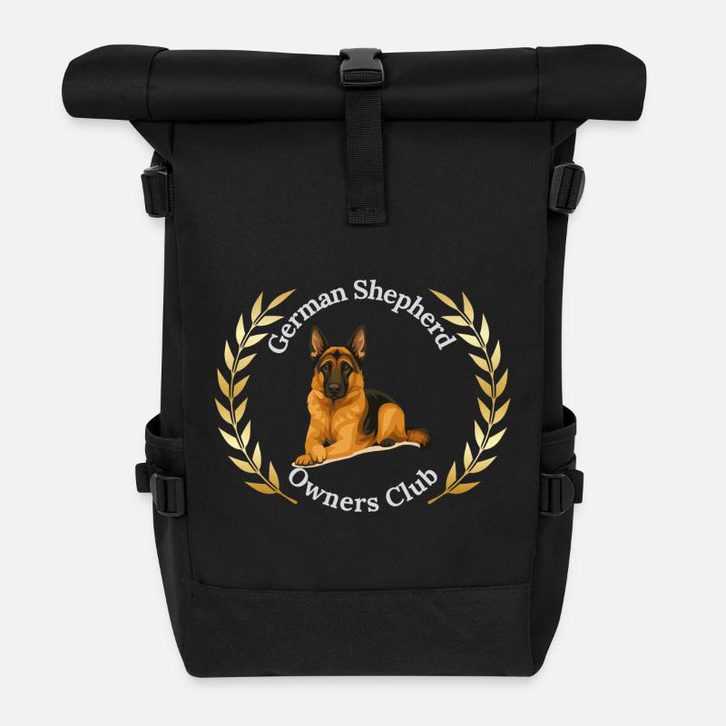German Shepherd Owners Club Logo - Roll Top Backpack - black