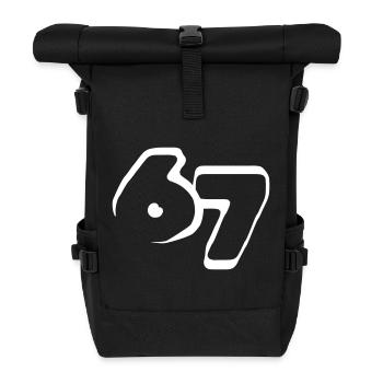 67 "six seven" drawn - Rolltop Rucksack - Schwarz - Vorne