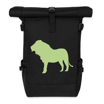 Löwen-Silhouette Limettengrün - Rolltop Rucksack - Schwarz - Vorne