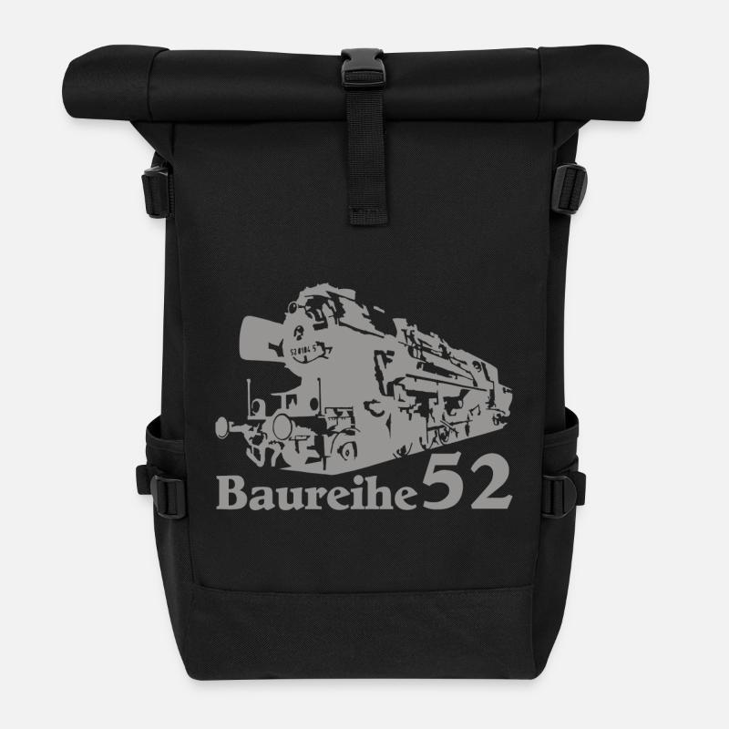 Dampflok Baureihe 52 - Rolltop Rucksack - Schwarz