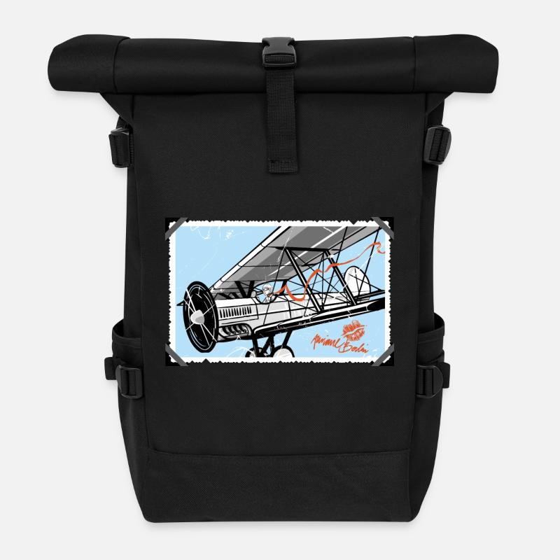 Doppeldecker - Rolltop Rucksack - Schwarz