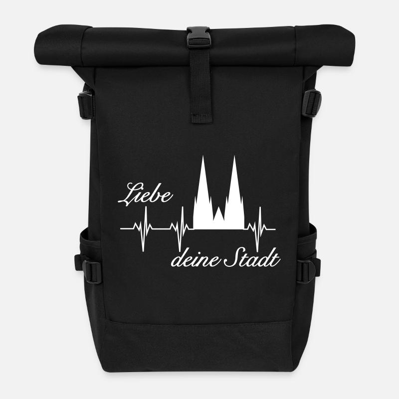 Köln Herzschlag - Rolltop Rucksack - Schwarz