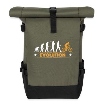 Mountainbike Evolution - orange/weiss - Rolltop Rucksack - Olive/Schwarz - Vorne
