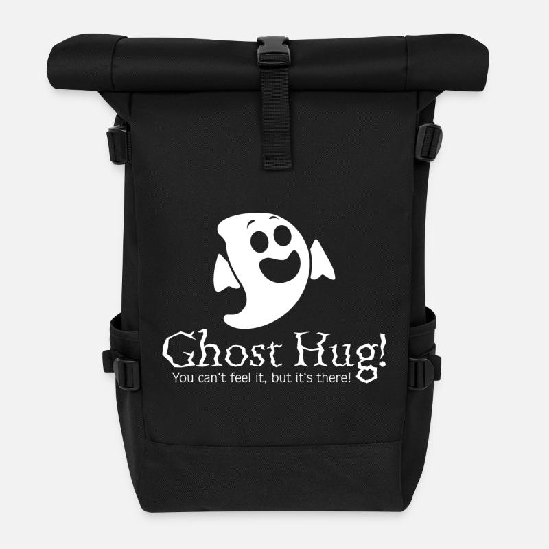 Ghost Hug / Embrace / Halloween / Ghost / Horror - Roll Top Backpack - black