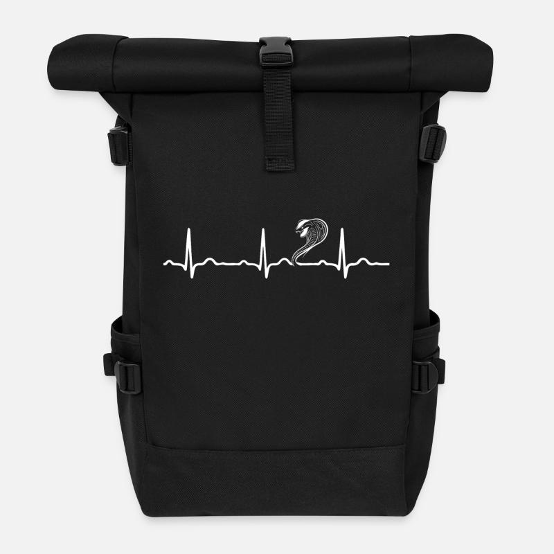GESCHENK - EKG HERZLINIE COBRA SCHLANGE Whithe - Rolltop Rucksack - Schwarz