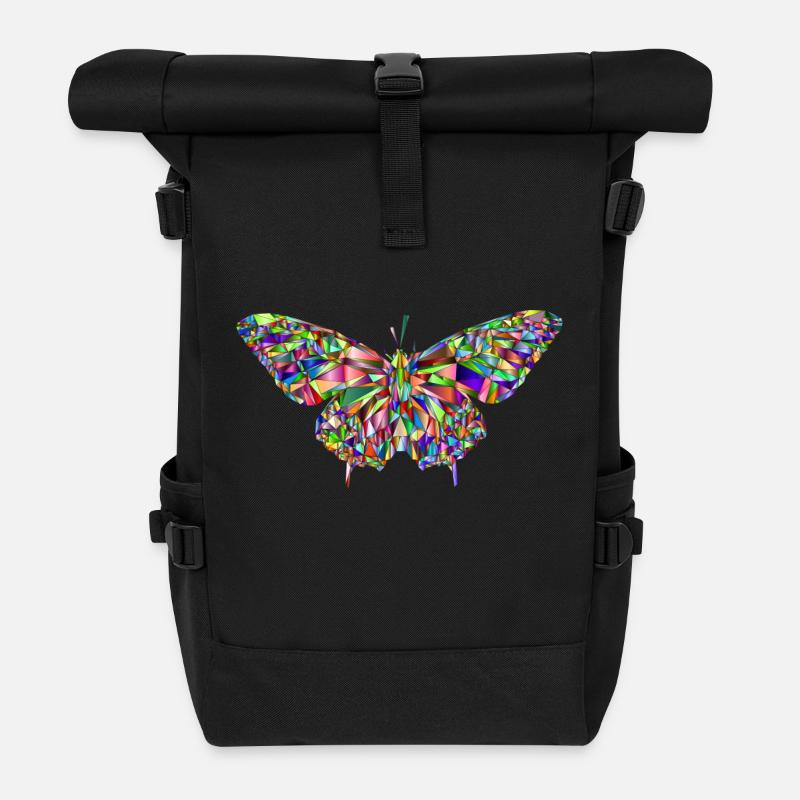 Schmetterling Mosaik - Rolltop Rucksack - Schwarz