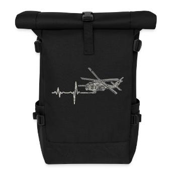 Shirt Geschenk Heartbeat Hubschrauber - Rolltop Rucksack - Schwarz - Vorne