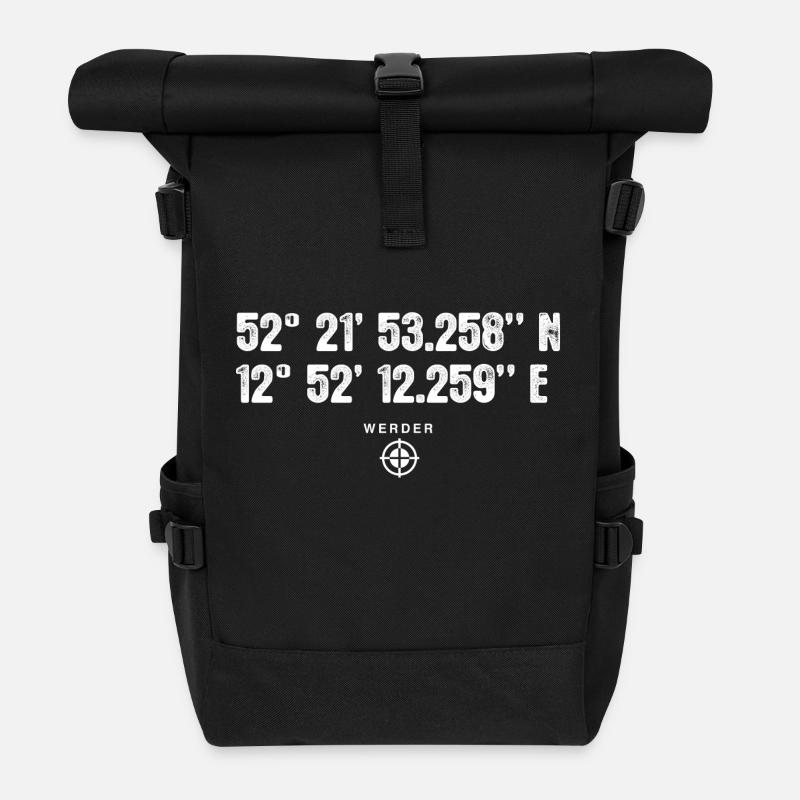 Werder (Havel) Geocacher Standort GPS Stadt - Rolltop Rucksack - Schwarz