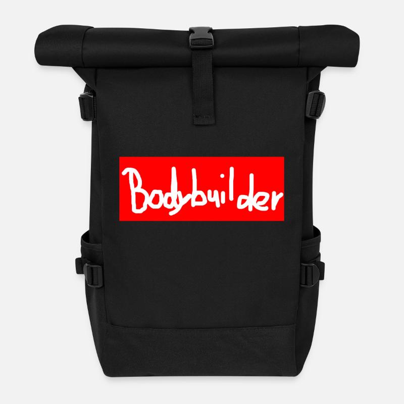 Bodybuilder lettering - Roll Top Backpack - black